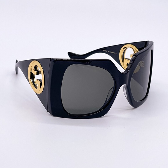 NEW GUCCI OVERSIZED BLACK WOMEN SUNGLASSES GUCCI GG1255S 001 - Picture 6 of 12